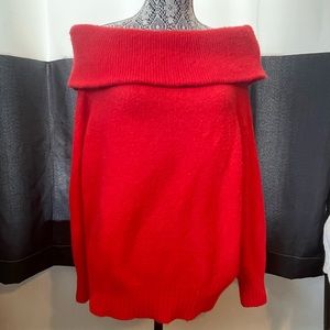 Gently worn off the shoulder sweater